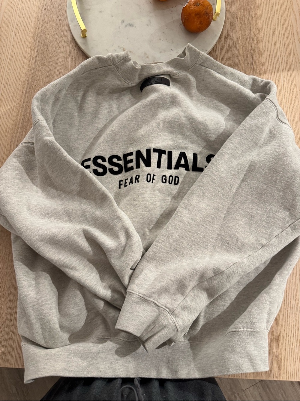Essentials Fear of God Sweatshirt in Light Gray with Black Logo